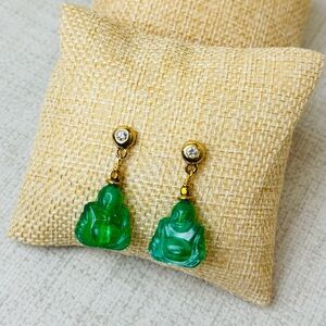 Handmade Buddha Drop Pierced Earrings
